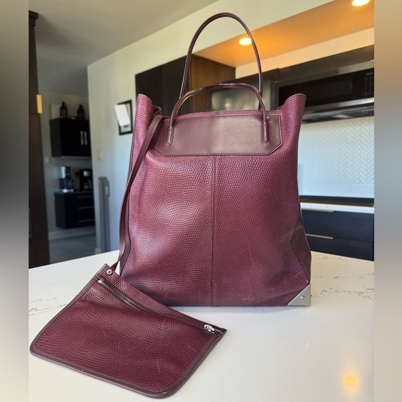 Alexander Wang Deep Red Tote Bag with pouch leather set pair duo luxury taste - Picture 8 of 11